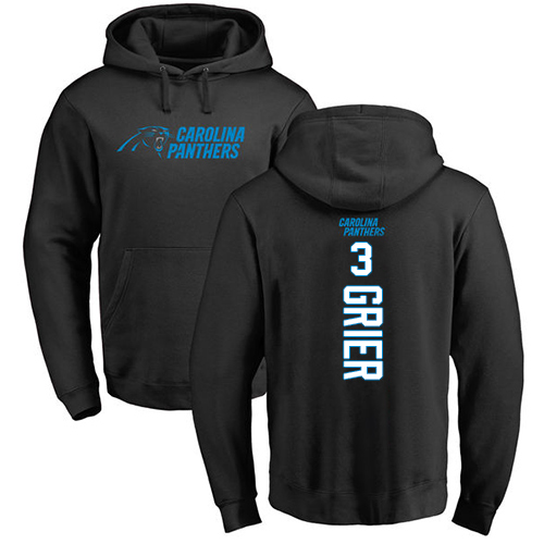 Carolina Panthers Men Black Will Grier Backer NFL Football 3 Pullover Hoodie Sweatshirts